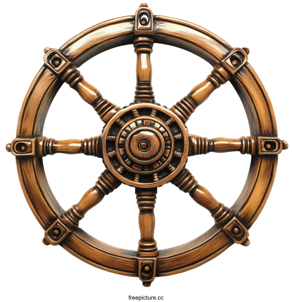 [Transparent Background PNG]Vintage Nautical Ship Steering Wheel Decor