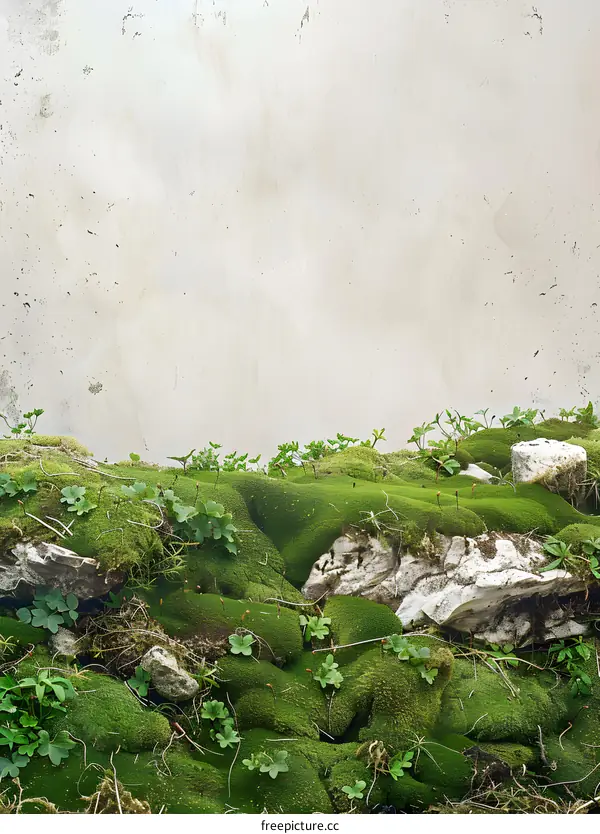 Green Mossy Stone Wall Background