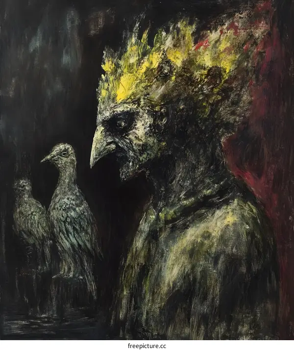 The Man with the Bird Crown and Two Doves