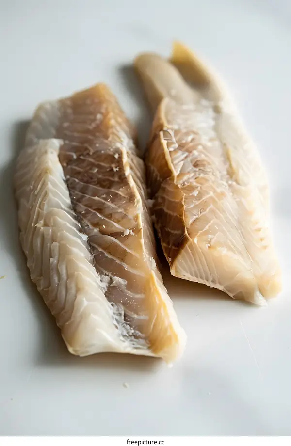 Two pieces of raw cod loin