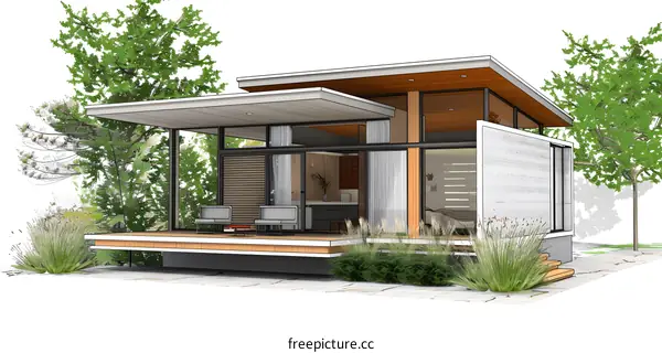 Modern House Architectural Design with Large Windows