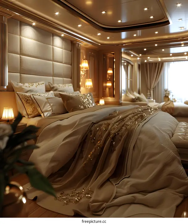 Bedroom in a luxury yacht