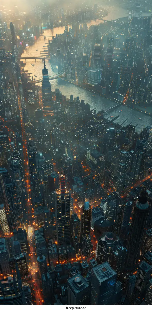 Futuristic Cityscape at Night