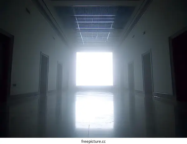 Bright White Light at the End of a Hallway