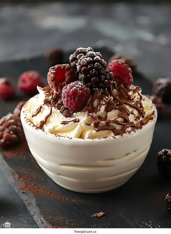 White chocolate mousse with berries