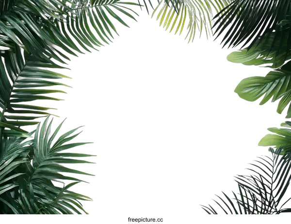 [Transparent Background PNG]Tropical Leaves Frame White Background