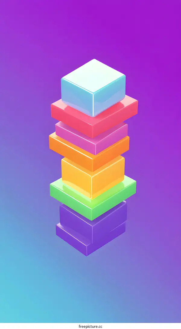 Colorful Stacked Cubes Abstract Background