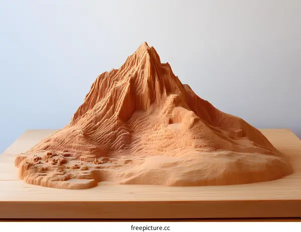 Wooden Mountain Sculpture Abstract Art