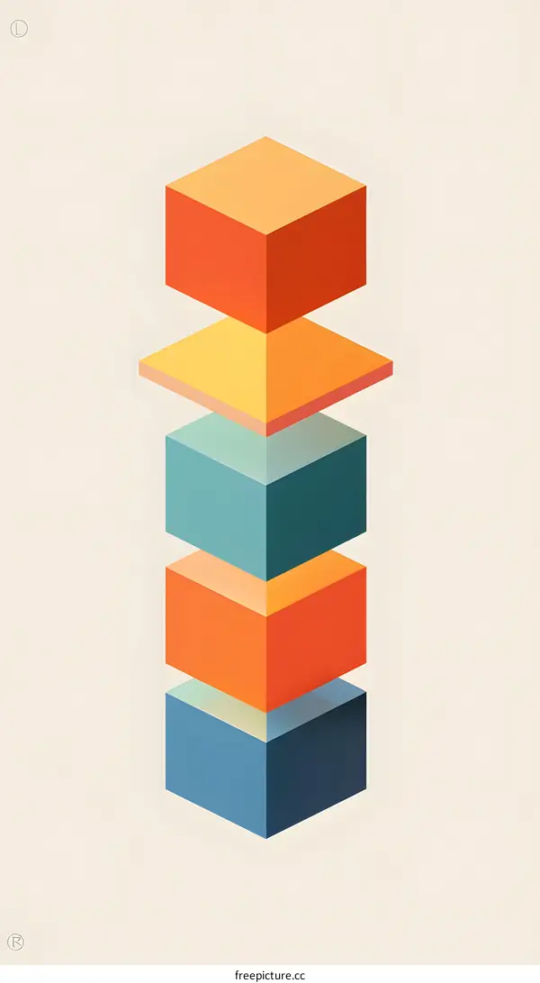 Stack of Colored Geometric Shapes Abstract Illustration