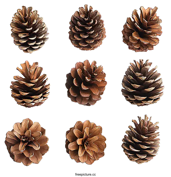 [Transparent Background PNG]Collection of Pine Cones Close-up