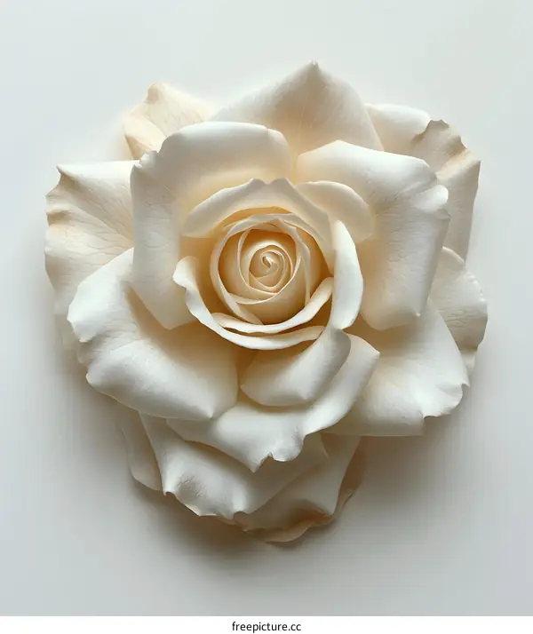 A beautiful white rose with intricate petals.