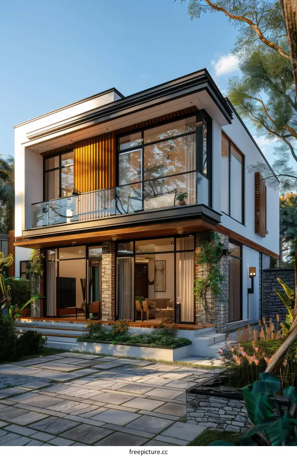 Modern House Exterior Design Illustration