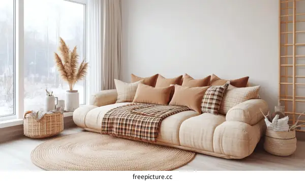 Modern Beige Living Room Interior Design