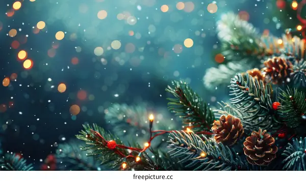 Christmas Tree with Ornaments and Lights