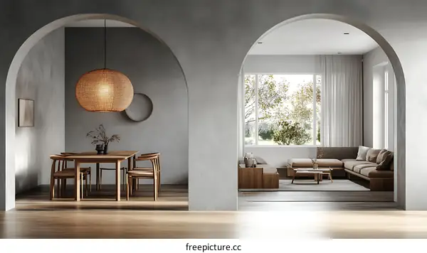 Modern Minimalist Interior Design with Wooden Furniture