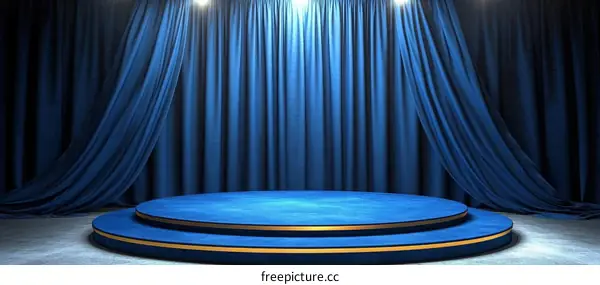 Elegant Blue Stage Display with Two Tiered Platform