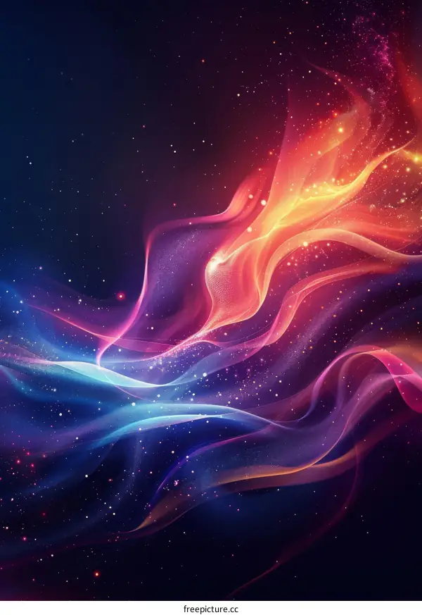Abstract Colorful Space Waves Design