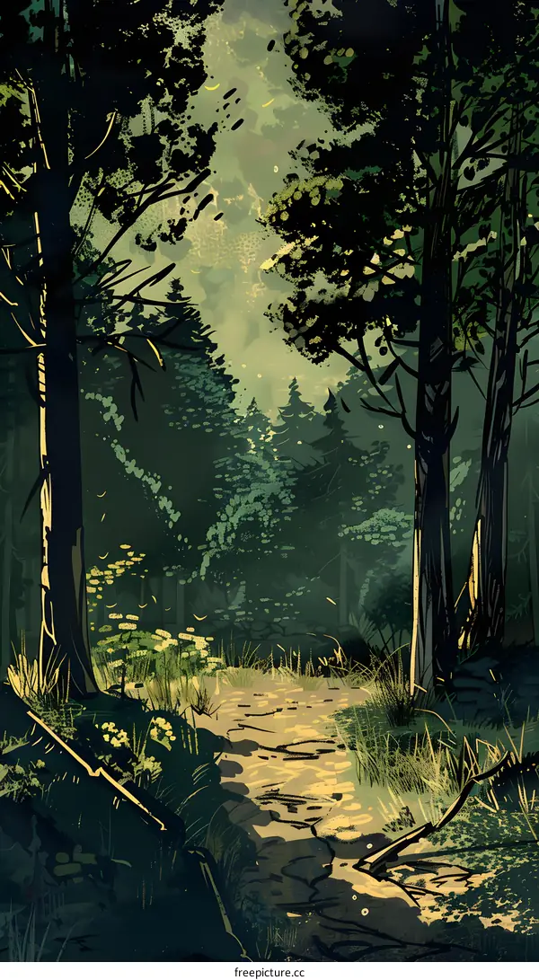 Forest Path Landscape Illustration
