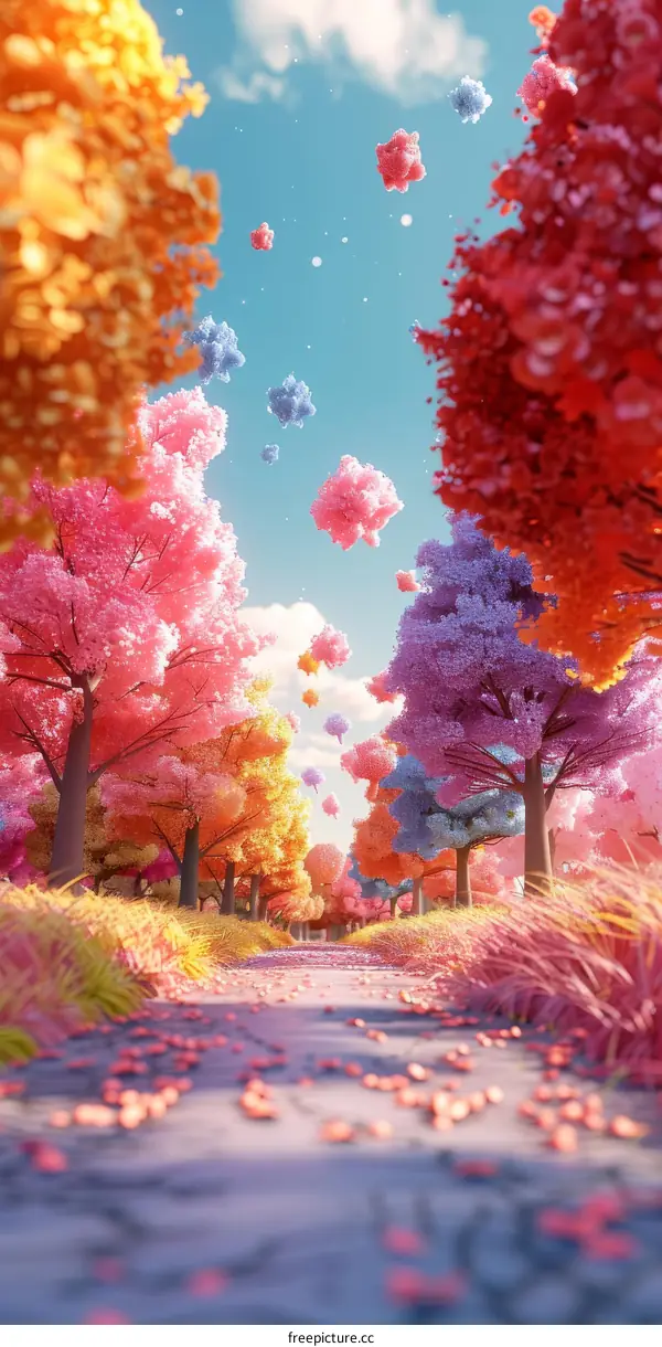 Colorful trees in a surreal forest