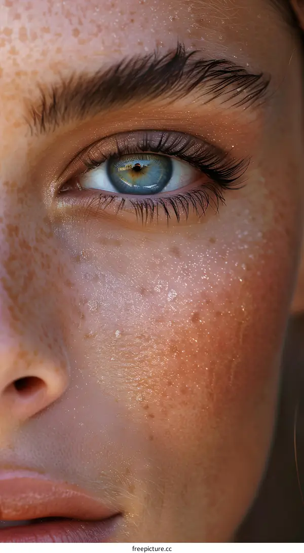 Close-up Portrait of a Woman with Freckles