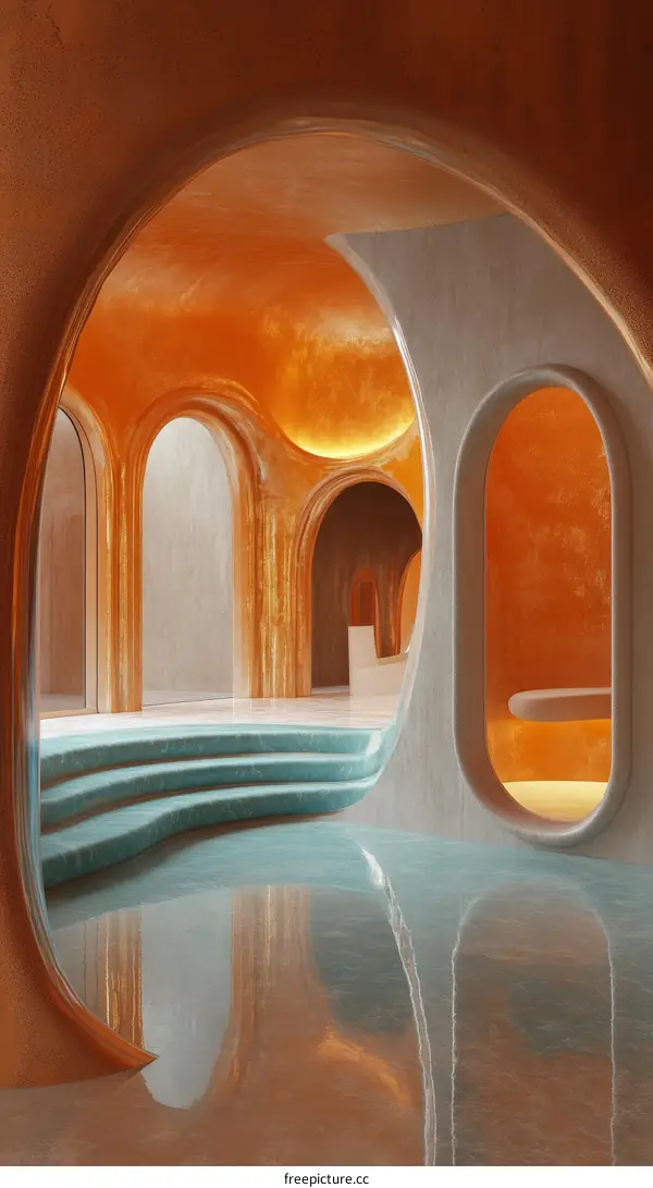 Modern Architectural Interior Design with Gold and Teal