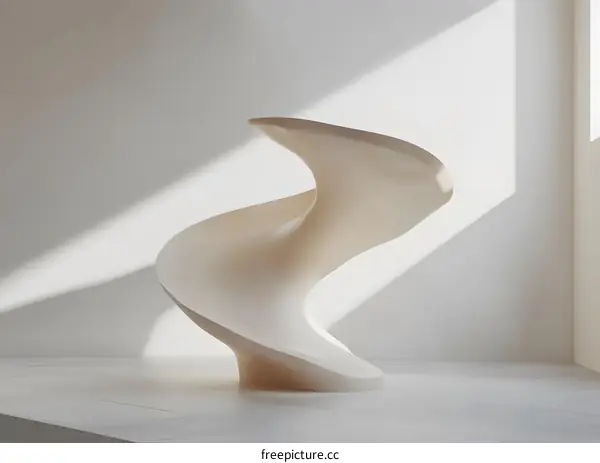 Abstract White Sculpture on White Background