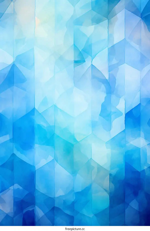 Blue watercolor background with a geometric pattern