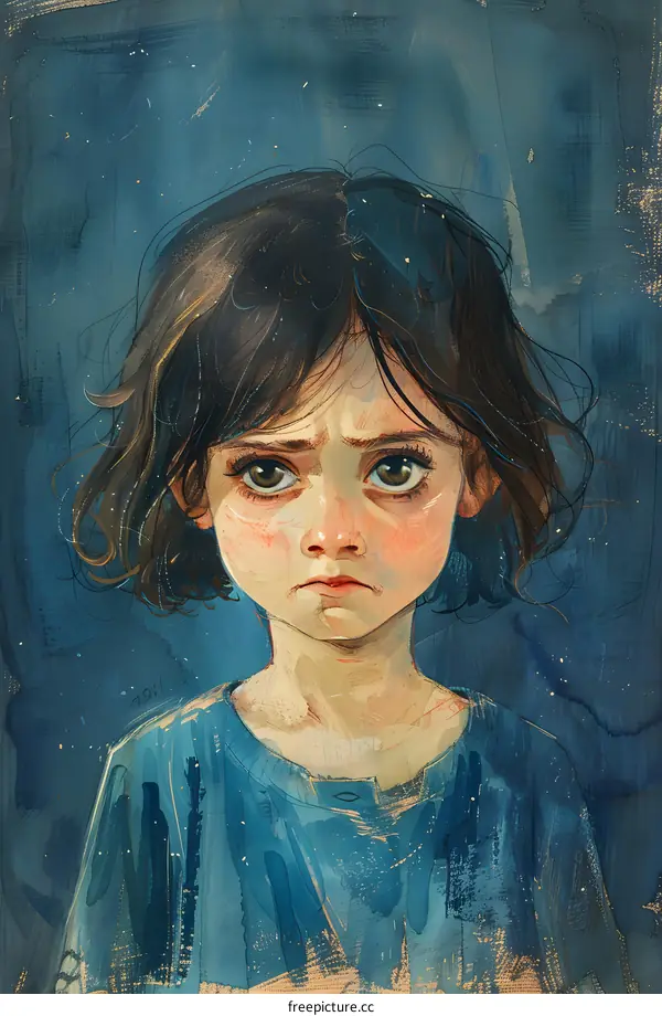 sad girl with brown hair and green eyes