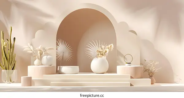 Minimalist Product Display with Beige and White Tones