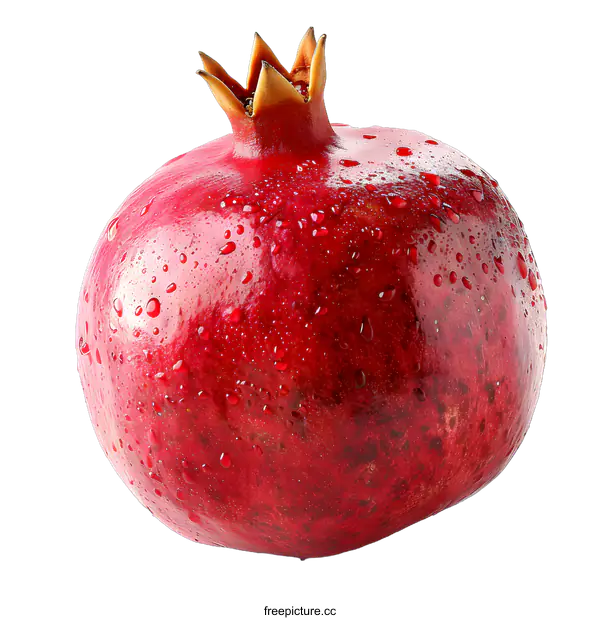 [Transparent Background PNG]Red pomegranate fruit with water drops