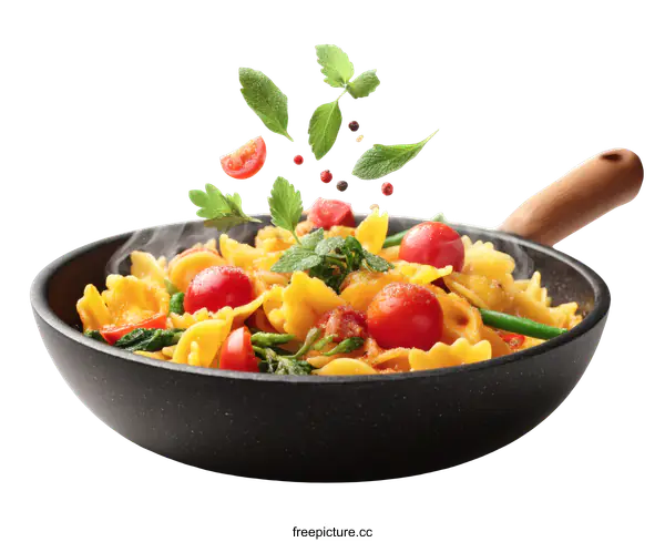 [Transparent Background PNG]Delicious Pasta Dish with Fresh Herbs and Spices