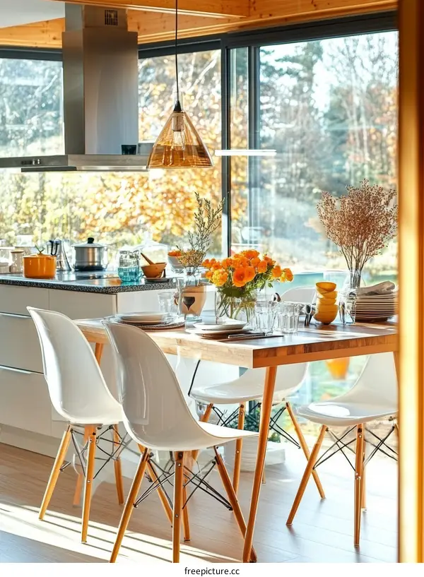 Modern Kitchen Dining Area with Sunlight