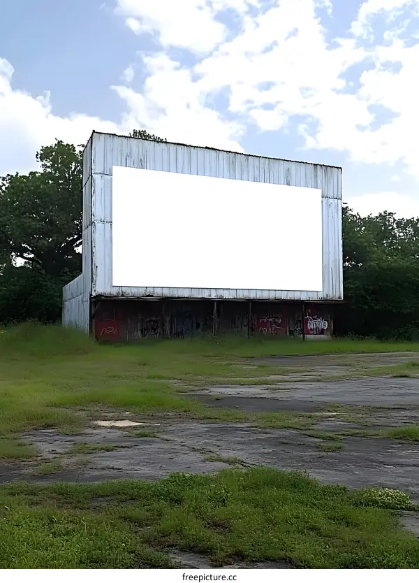 Abandoned Drive In Movie Theater Screen