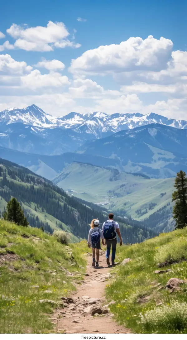 Couple hiking in the mountains