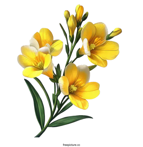[Transparent Background PNG]Beautiful Yellow Flowers Illustration