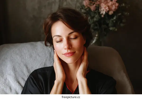 Woman Relaxing with Gentle Facial Massage