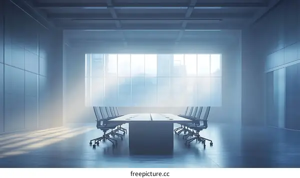 Modern Empty Conference Room with City View