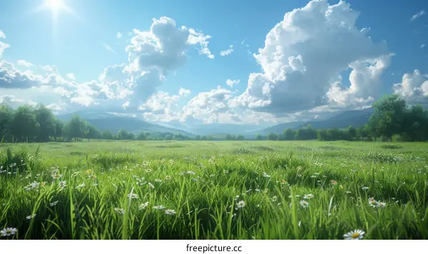 Summer Meadow Landscape Illustration