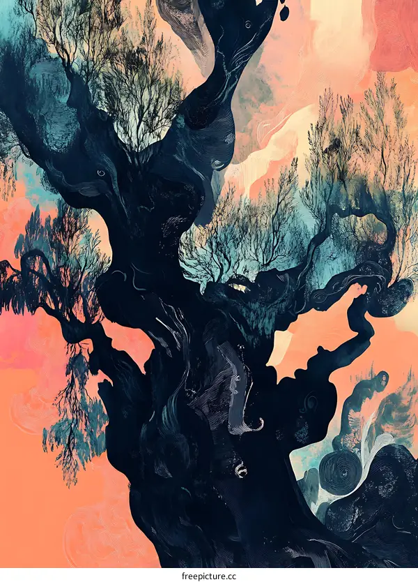Abstract Art Tree Branches Illustration