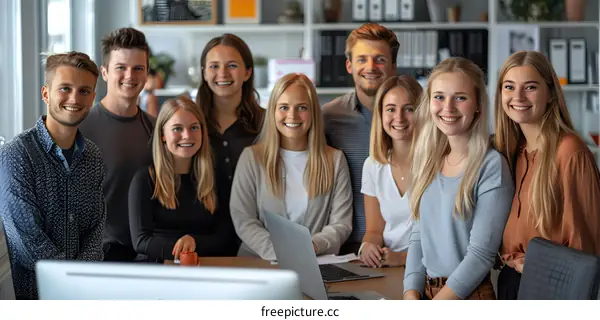 portrait of a group of young professionals in a modern office