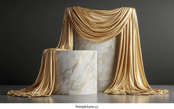 Luxury Gold Fabric Draped Display