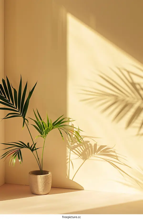 Palm Tree Shadow on Wall Minimalist Aesthetic