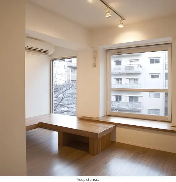 Modern Minimalist Japanese Style Living Room Interior Design With Window View