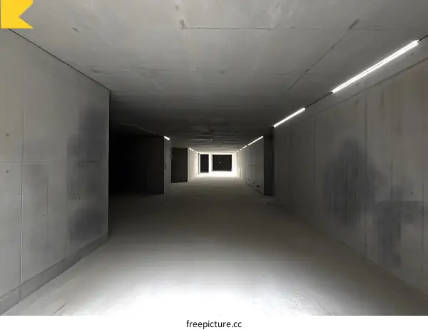 Concrete Tunnel with Bright Light at the End