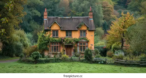 English Cottage Surrounded by Nature