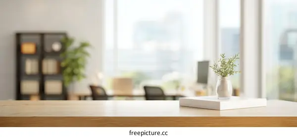 Modern Minimalist Workspace Mockup with Plant