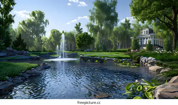 Strolling in the Garden of a Country Villa