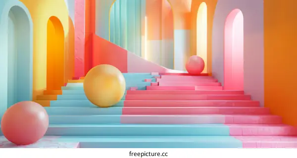 Colorful Abstract Stairway Interior Design