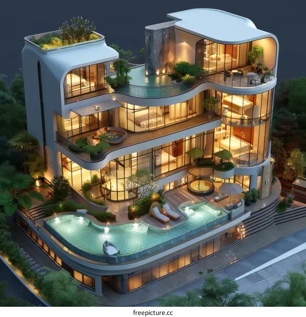 Modern Luxury Mansion with Rooftop Pools