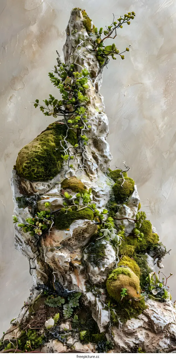 Closeup of Moss Covered Rock Formation